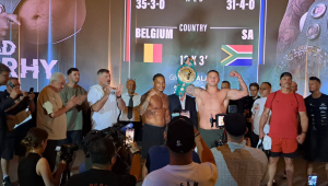 WAŻENIE PRZED REWANŻEM LERENA - MERHY O PAS WBC BRIDGER